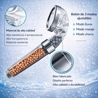 Ducha universal con filtro-vidabro. Piel de seda, presume de melena. Ionix™